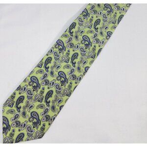 Chaps Mens Paisley Silk Tie Lime Green & Blue 3.5"